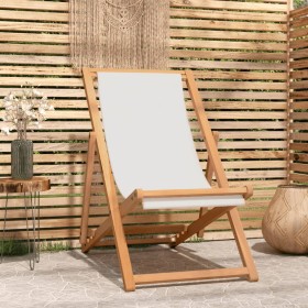 Silla de jardín de teca color crema 56x105x96 cm de vidaXL, Sillas de jardín - Ref: Foro24-43802, Precio: 60,99 €, Descuento: %