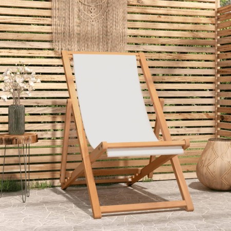 Cremefarbener Gartenstuhl aus Teakholz, 56 x 105 x 96 cm von vidaXL, Gartenstühle - Ref: Foro24-43802, Preis: 58,90 €, Rabatt: %