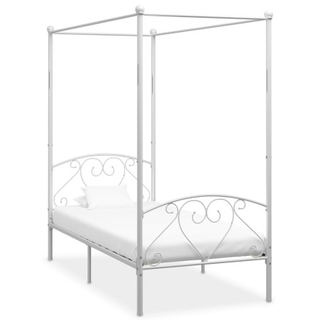 White metal canopy bed frame 100x200 cm by vidaXL, Beds and slatted bases - Ref: Foro24-284427, Price: 144,84 €, Discount: %