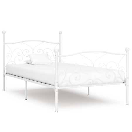 Bed frame with white metal slatted base 100x200 cm by vidaXL, Beds and slatted bases - Ref: Foro24-284448, Price: 92,99 €, Di...