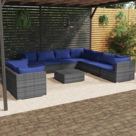 10-teiliges Gartenmöbel-Set und graue synthetische Rattankissen von vidaXL, Gartensets - Ref: Foro24-3102510, Preis: 640,99 €...