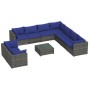 Set de muebles de jardín 10 pzas y cojines ratán sintético gris de vidaXL, Conjuntos de jardín - Ref: Foro24-3102510, Precio:...