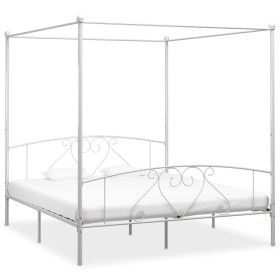 Estructura de cama con dosel metal blanco 200x200 cm de vidaXL, Camas y somieres - Ref: Foro24-284432, Precio: 140,99 €, Desc...