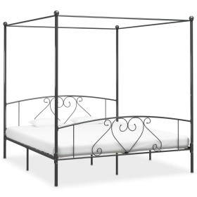 Estructura de cama con dosel metal gris 200x200 cm de vidaXL, Camas y somieres - Ref: Foro24-284446, Precio: 122,02 €, Descue...