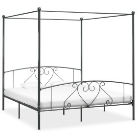 Estructura de cama con dosel metal gris 180x200 cm de vidaXL, Camas y somieres - Ref: Foro24-284445, Precio: 182,99 €, Descue...