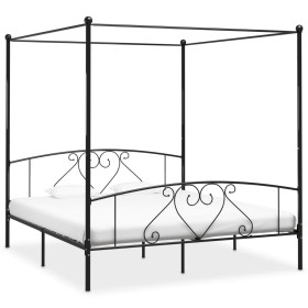 Black metal canopy bed frame 180x200 cm by vidaXL, Beds and slatted bases - Ref: Foro24-284438, Price: 186,99 €, Discount: %