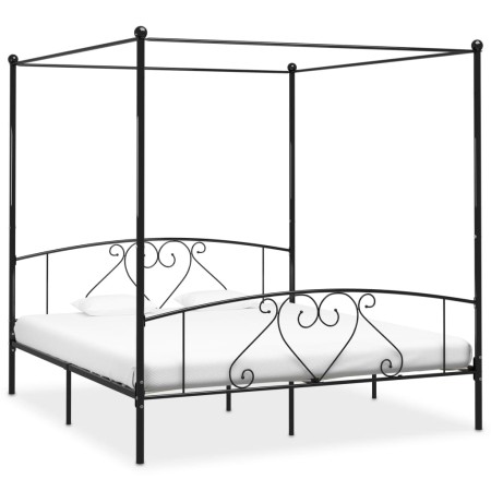 Black metal canopy bed frame 180x200 cm by vidaXL, Beds and slatted bases - Ref: Foro24-284438, Price: 193,99 €, Discount: %