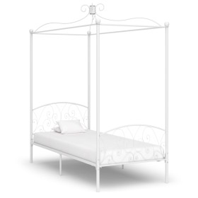 Estructura de cama con dosel metal blanco 90x200 cm de vidaXL, Camas y somieres - Ref: Foro24-284468, Precio: 174,52 €, Descu...