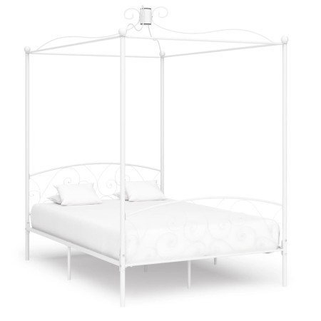 Weißer Himmelbettrahmen aus Metall, 140 x 200 cm von vidaXL, Betten und Lattenroste - Ref: Foro24-284471, Preis: 205,55 €, Ra...