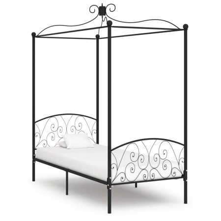 Estructura de cama con dosel metal negro 100x200 cm de vidaXL, Camas y somieres - Ref: Foro24-284475, Precio: 154,63 €, Descu...