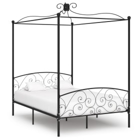 Black metal canopy bed frame 120x200 cm by vidaXL, Beds and slatted bases - Ref: Foro24-284476, Price: 199,23 €, Discount: %