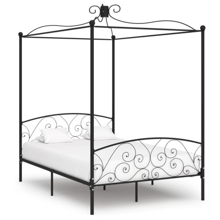 Estructura de cama con dosel metal negro 120x200 cm de vidaXL, Camas y somieres - Ref: Foro24-284476, Precio: 199,07 €, Descu...