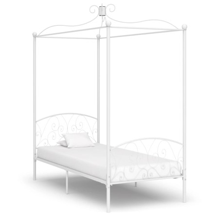 Estructura de cama con dosel metal blanco 100x200 cm de vidaXL, Camas y somieres - Ref: Foro24-284469, Precio: 152,99 €, Desc...