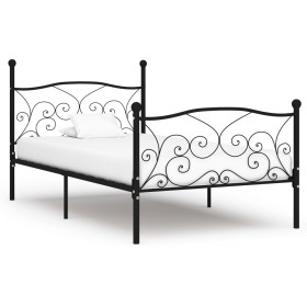 Bed frame with black metal slatted base 100x200 cm by vidaXL, Beds and slatted bases - Ref: Foro24-284455, Price: 92,38 €, Di...