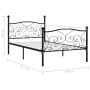 Bed frame with black metal slatted base 100x200 cm by vidaXL, Beds and slatted bases - Ref: Foro24-284455, Price: 92,38 €, Di...