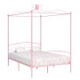 Estructura de cama con dosel metal rosa 120x200 cm de vidaXL, Camas y somieres - Ref: Foro24-284488, Precio: 185,99 €, Descue...