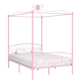 Pink metal canopy bed frame 120x200 cm by vidaXL, Beds and slatted bases - Ref: Foro24-284488, Price: 185,99 €, Discount: %