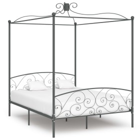 Estructura de cama con dosel metal gris 180x200 cm de vidaXL, Camas y somieres - Ref: Foro24-284485, Precio: 200,05 €, Descue...