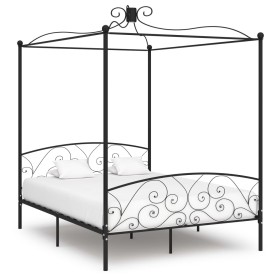 Black metal canopy bed frame 180x200 cm by vidaXL, Beds and slatted bases - Ref: Foro24-284479, Price: 245,99 €, Discount: %