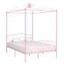 Estructura de cama con dosel metal rosa 140x200 cm de vidaXL, Camas y somieres - Ref: Foro24-284489, Precio: 201,10 €, Descue...