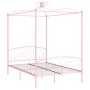 Estructura de cama con dosel metal rosa 140x200 cm de vidaXL, Camas y somieres - Ref: Foro24-284489, Precio: 201,10 €, Descue...