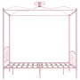 Estructura de cama con dosel metal rosa 140x200 cm de vidaXL, Camas y somieres - Ref: Foro24-284489, Precio: 201,10 €, Descue...