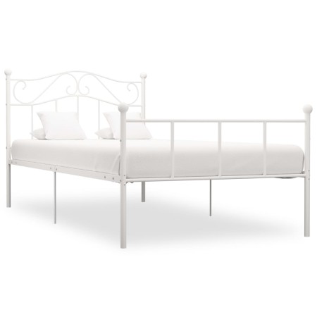 White metal bed frame 100x200 cm by vidaXL, Beds and slatted bases - Ref: Foro24-284517, Price: 108,77 €, Discount: %