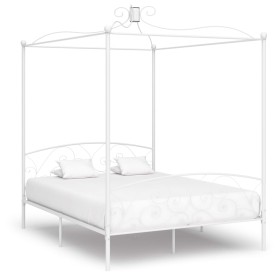 Estructura de cama con dosel metal blanco 180x200 cm de vidaXL, Camas y somieres - Ref: Foro24-284473, Precio: 200,05 €, Desc...