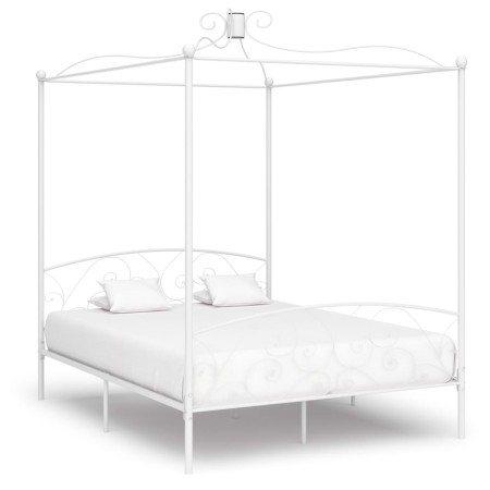 White metal canopy bed frame 180x200 cm by vidaXL, Beds and slatted bases - Ref: Foro24-284473, Price: 244,88 €, Discount: %