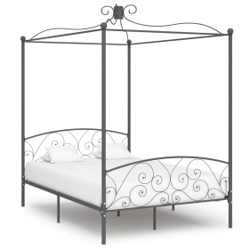 Estructura de cama con dosel metal gris 140x200 cm de vidaXL, Camas y somieres - Ref: Foro24-284483, Precio: 217,99 €, Descue...