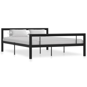 Black and white metal bed frame 120x200 cm by vidaXL, Beds and slatted bases - Ref: Foro24-284552, Price: 125,82 €, Discount: %