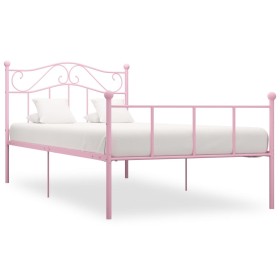 Pink metal bed frame 90x200 cm by vidaXL, Beds and slatted bases - Ref: Foro24-284537, Price: 94,67 €, Discount: %