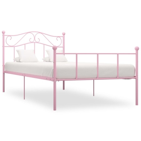 Pink metal bed frame 90x200 cm by vidaXL, Beds and slatted bases - Ref: Foro24-284537, Price: 103,21 €, Discount: %