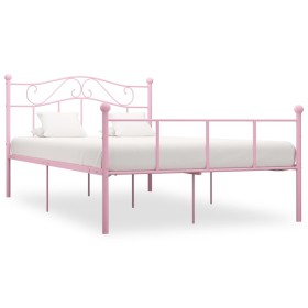 Estructura de cama de metal rosa 160x200 cm de vidaXL, Camas y somieres - Ref: Foro24-284541, Precio: 159,99 €, Descuento: %