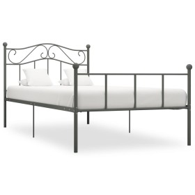 Gray metal bed frame 100x200 cm by vidaXL, Beds and slatted bases - Ref: Foro24-284531, Price: 79,24 €, Discount: %