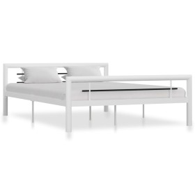 Black and white metal bed frame 140x200 cm by vidaXL, Beds and slatted bases - Ref: Foro24-284547, Price: 147,22 €, Discount: %