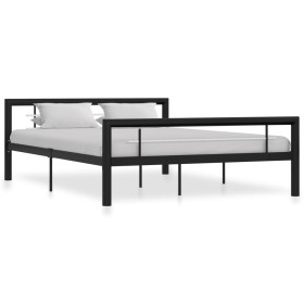 Black and white metal bed frame 140x200 cm by vidaXL, Beds and slatted bases - Ref: Foro24-284553, Price: 151,17 €, Discount: %