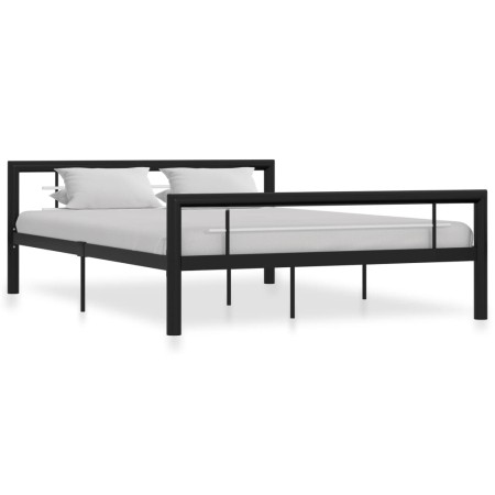 Schwarz-weißes Metallbettgestell 140x200 cm von vidaXL, Betten und Lattenroste - Ref: Foro24-284553, Preis: 151,17 €, Rabatt: %