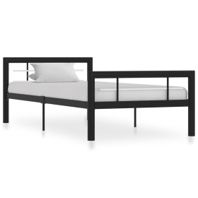 Black and white metal bed frame 100x200 cm by vidaXL, Beds and slatted bases - Ref: Foro24-284551, Price: 114,99 €, Discount: %