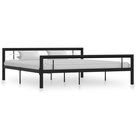 Black and white metal bed frame 180x200 cm by vidaXL, Beds and slatted bases - Ref: Foro24-284555, Price: 152,57 €, Discount: %