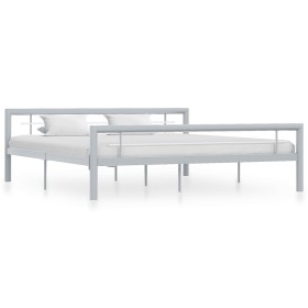 Estructura de cama de metal gris y blanco 180x200 cm de vidaXL, Camas y somieres - Ref: Foro24-284561, Precio: 144,80 €, Desc...