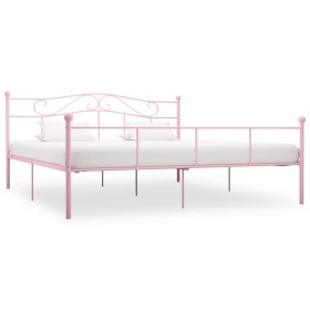 Estructura de cama de metal rosa 180x200 cm de vidaXL, Camas y somieres - Ref: Foro24-284542, Precio: 157,83 €, Descuento: %