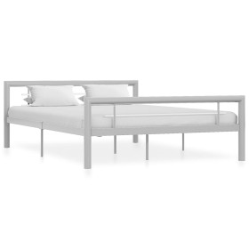 Estructura de cama de metal gris y blanco 140x200 cm de vidaXL, Camas y somieres - Ref: Foro24-284559, Precio: 145,82 €, Desc...