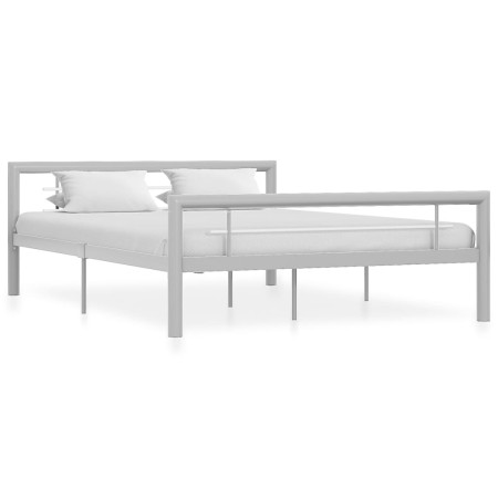 Grau-weißes Metallbettgestell 140x200 cm von vidaXL, Betten und Lattenroste - Ref: Foro24-284559, Preis: 145,82 €, Rabatt: %