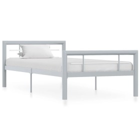 Gray and white metal bed frame 100x200 cm by vidaXL, Beds and slatted bases - Ref: Foro24-284557, Price: 129,89 €, Discount: %