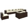 Set muebles de jardín 9 piezas y cojines ratán sintético marrón de vidaXL, Conjuntos de jardín - Ref: Foro24-3102626, Precio:...