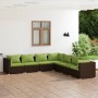 Set muebles de jardín 7 piezas y cojines ratán sintético marrón de vidaXL, Conjuntos de jardín - Ref: Foro24-3101748, Precio:...