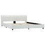 Estructura de cama de cuero sintético blanco 160x200 cm de vidaXL, Camas y somieres - Ref: Foro24-284874, Precio: 240,62 €, D...