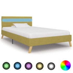 Bed frame with LED green fabric 90x200 cm by vidaXL, Beds and slatted bases - Ref: Foro24-284858, Price: 145,99 €, Discount: %