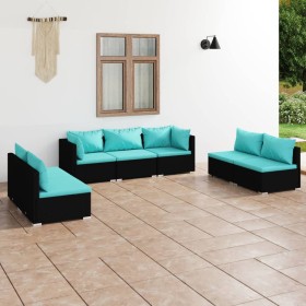 7-piece garden furniture set with black synthetic rattan cushions by vidaXL, Garden sets - Ref: Foro24-3102233, Price: 735,12...